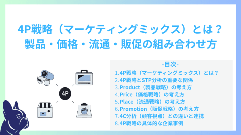 4P戦略（マーケティングミックス）とは？製品・価格・流通・販促の組み合わせ方